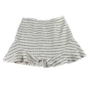 WISHFUL THINKING‎ Striped Ruffle Glitter Black White Gold Mini Skirt Large Glam